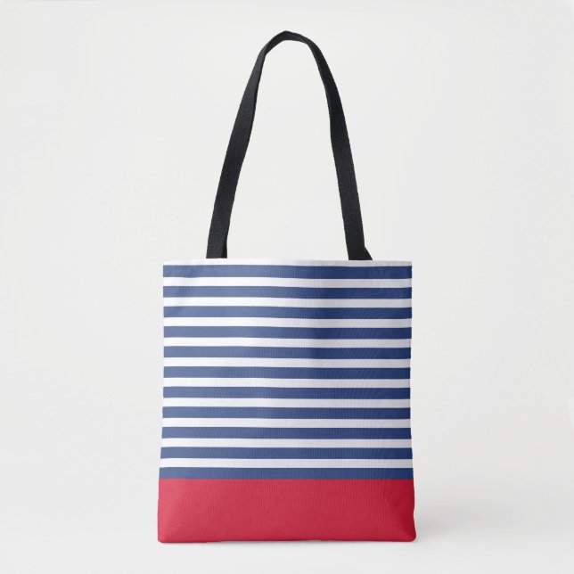 Bolso De Tela Bandas de la Marina Moderna y rojo (Anverso)