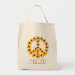 Bolso De Tela Bandas de lienzo de signo de paz de girasol
