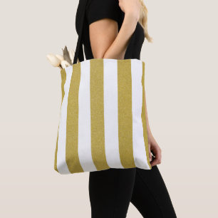 Bolso De Tela Bandas de oro, franjas blancas, patrón rayado