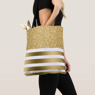 Bolso De Tela Bandas de oro y Purpurina