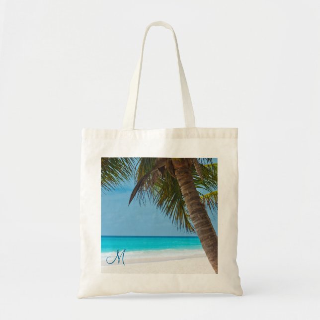 Bolso De Tela Bandas de playa monogramadas personalizadas Palmer (Frente)