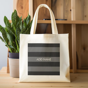 Bolso De Tela Bandas de rugby negras y grises con nombre persona
