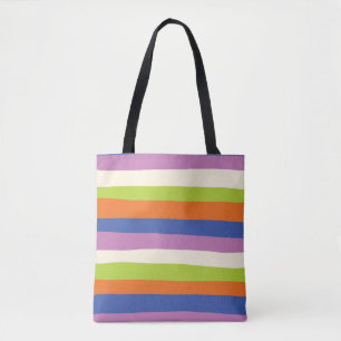 Bolso De Tela Bandas desiguales: azul, Naranja, púrpura, verde y