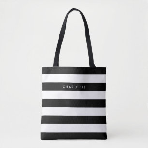 Bolso De Tela Bandas en blanco y negro