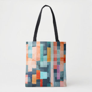 Bolso De Tela Bandas geométricas multicolores, patrón de moda.