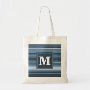 Bolso De Tela Bandas grises y azules de monograma