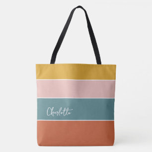Bolso De Tela Bandas multicolor modernas personalizadas