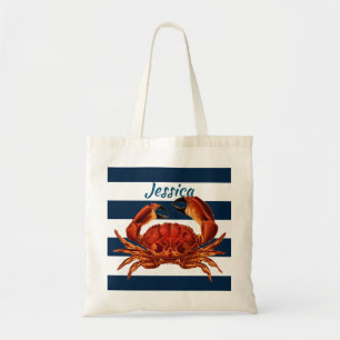 Bolso De Tela Bandas náuticas del cangrejo rojo costero