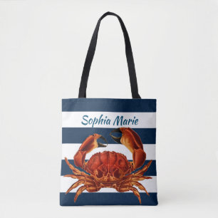 Bolso De Tela Bandas náuticas del cangrejo rojo costero