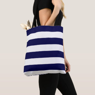 Bolso De Tela Bandas náuticas Marina Azul y Blanco