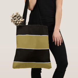 Bolso De Tela Bandas negras, doradas y blancas