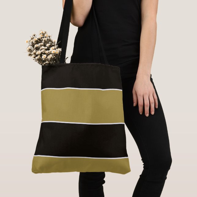 Bolso De Tela Bandas negras, doradas y blancas (Detalle)
