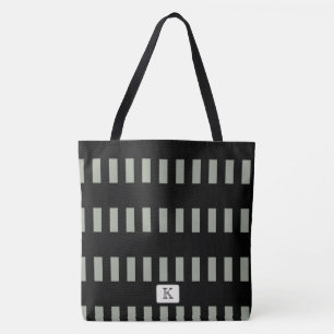 Bolso De Tela Bandas negras en cualquier monograma de Personaliz