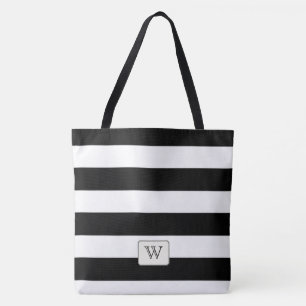 Bolso De Tela Bandas negras en cualquier monograma Personalizado