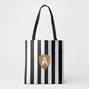 Bolso De Tela Bandas negras y blancas con tu Monograma