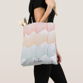 Bolso De Tela Bandas onduladas de colores con tu NOMBRE | elegan