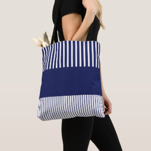 Bolso De Tela Bandas pop de color - Azul y blanco