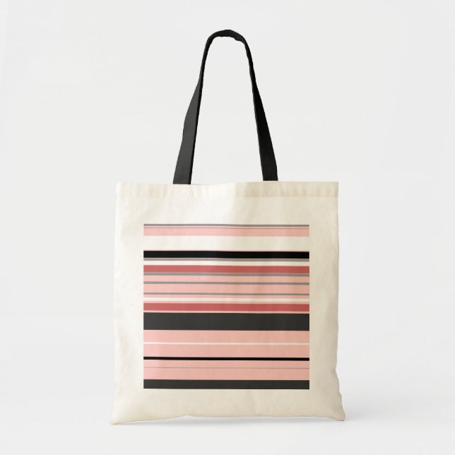 Bolso De Tela Bandas rosadas grises y cortas (Frente)