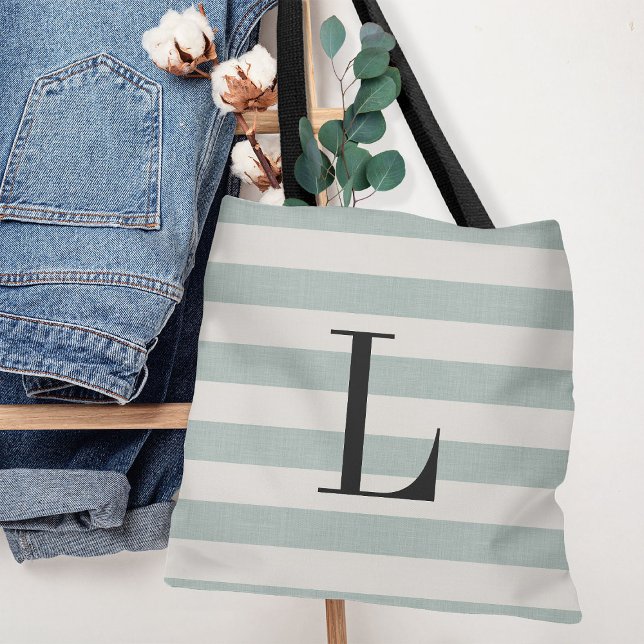Bolso De Tela Bandas rusas azules y marfileñas Monograma grande (Subido por el creador)