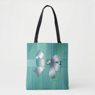 Bolso De Tela Bandas turquesas con reverso