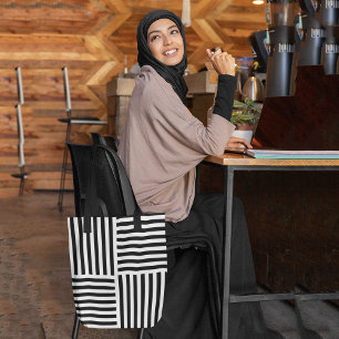 Bolso De Tela Bandas Vertical Y Horizontal