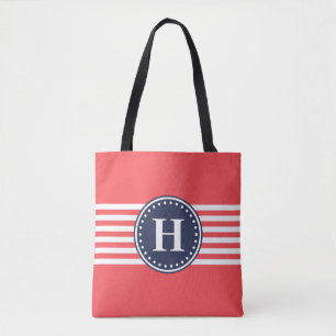 Bolso De Tela Bandas y monograma