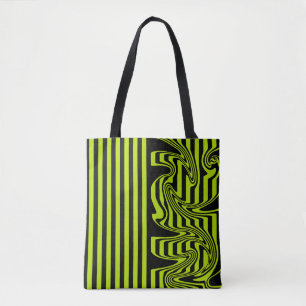 Bolso De Tela Bandas y Swirls - Lime Green y Black