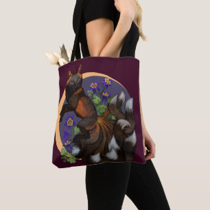 Bolso De Tela Bandeja de trinquete de flores de kitsune y de col