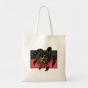 Bolso De Tela Bandera aborigen australiana y tortuga marina