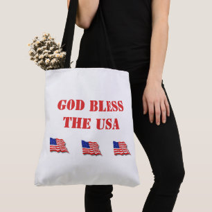 Bolso De Tela Bandera Americana Dios bendiga a Estados Unidos