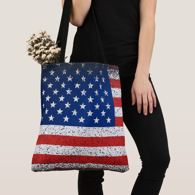 Bolso De Tela Bandera Americana Estilo Grunge (Detalle)