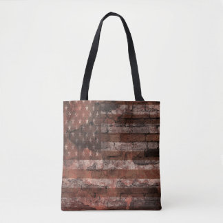 Bolso De Tela Bandera Americana Pared de Ladrillo