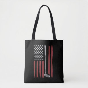 Bolso De Tela Bandera Americana Retro Golfista Divertido Palo de