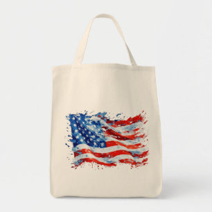 Bolso De Tela Bandera Americana USA Acuarela 4 de Julio
