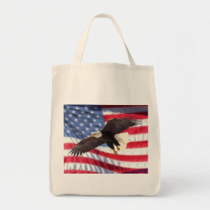 Bolso De Tela Bandera americana y tote del ultramarinos de Eagle