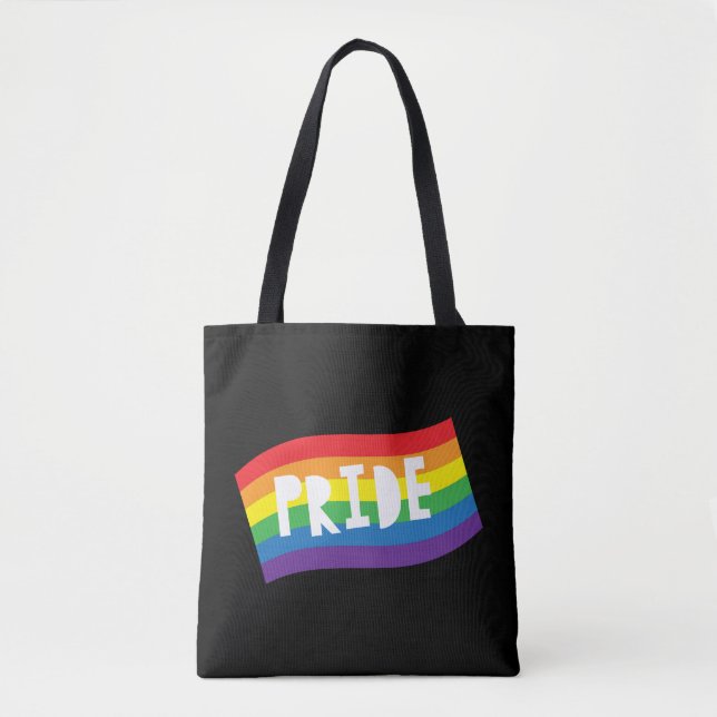 Bolso De Tela Bandera arco iris del orgullo (Anverso)