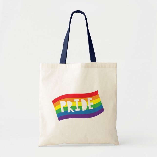 Bolso De Tela Bandera arco iris del orgullo (Frente)