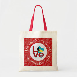Bolso De Tela Bandera bahamiana letras rojas LOVE blanco sobre r