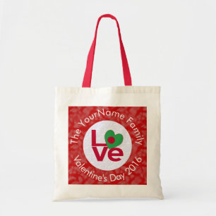 Bolso De Tela Bandera Bangladesí Letras Rojas LOVE Blanco sobre