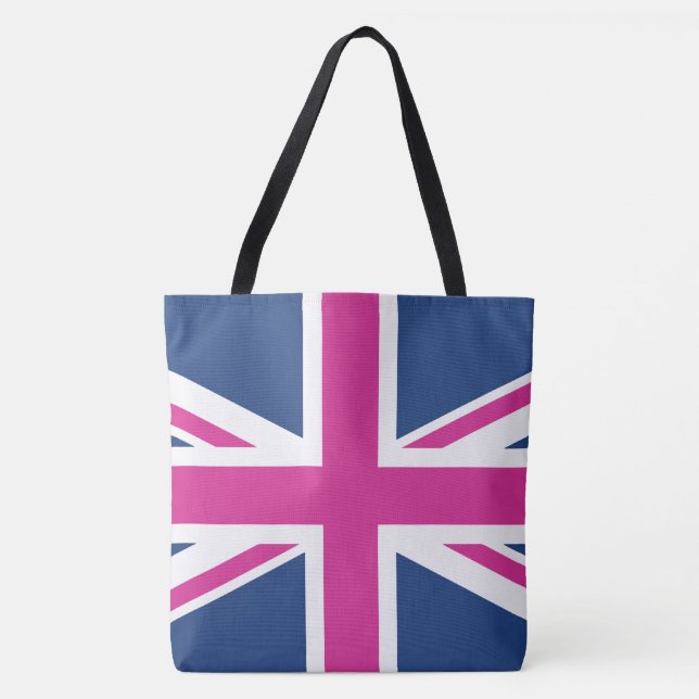 Bolso De Tela Bandera británica - azul y rosa (Anverso)