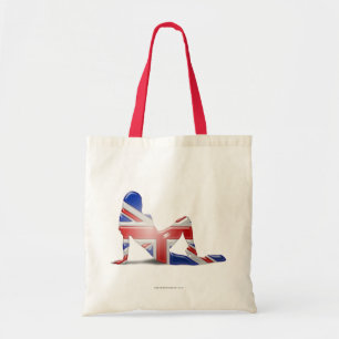 Bolso De Tela Bandera británica de la silueta del chica