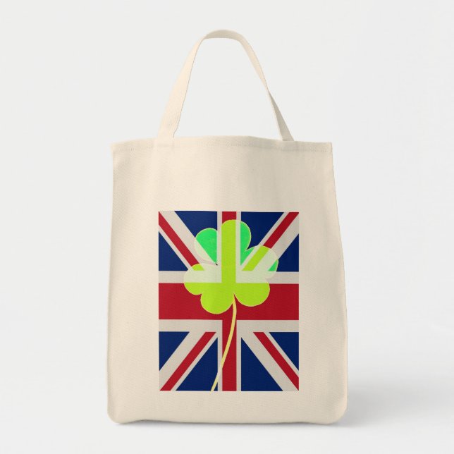 Bolso De Tela Bandera británica irlandesa Shamrock Clover St. Pa (Frente)