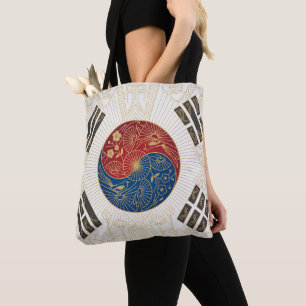 Bolso De Tela Bandera con patrimonio Art Deco   Corea del Sur co