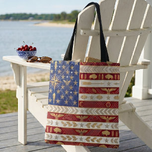 Bolso De Tela Bandera con patrimonio Art Deco   Estados Unidos e