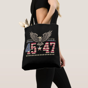 Bolso De Tela Bandera de águila estadounidense vintage Trump 45 