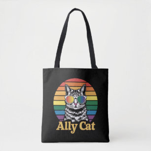 Bolso De Tela Bandera de arcoíris LGBT de Ally Cat regalo LGBTQ