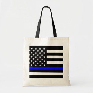 Bolso De Tela Bandera de Blue Line los E.E.U.U.