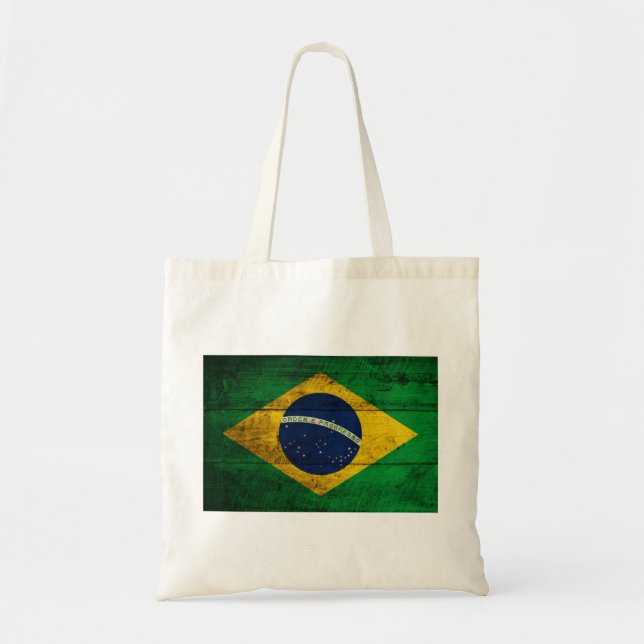 Bolso De Tela Bandera de Brasil de madera antigua (Frente)