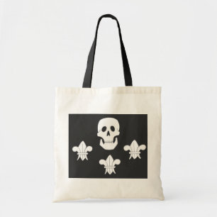 BOLSO DE TELA BANDERA DE CALAVERA JOLLY ROGER Y TRES LIRIOS