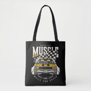 Bolso De Tela Bandera de Carreras de vagones músculos estadounid